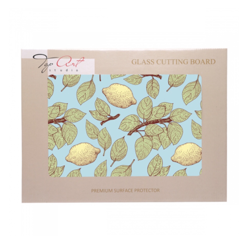 Доска разделочная стеклянная "Лимонный сад" 40*30 см