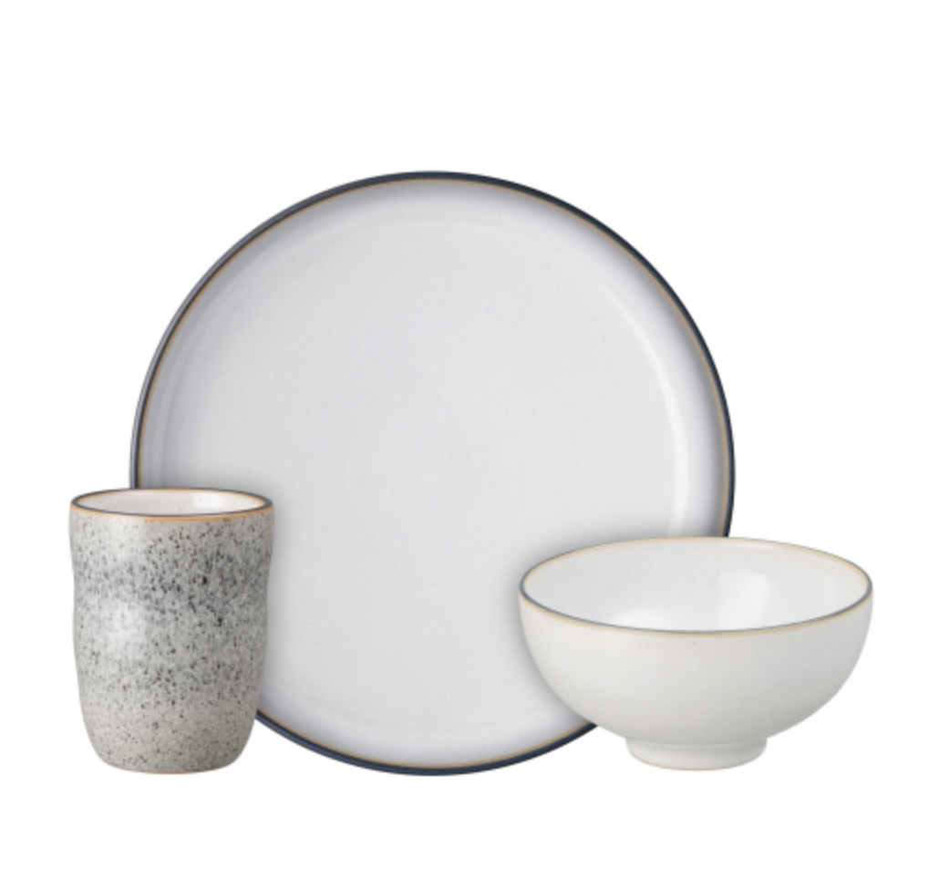 Набор посуды "Белая дымка" 3 предмета (тарелка, салатник, стакан)